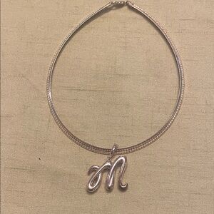 Silver Initial 'M' Pendant Necklace - Women Jewelry
